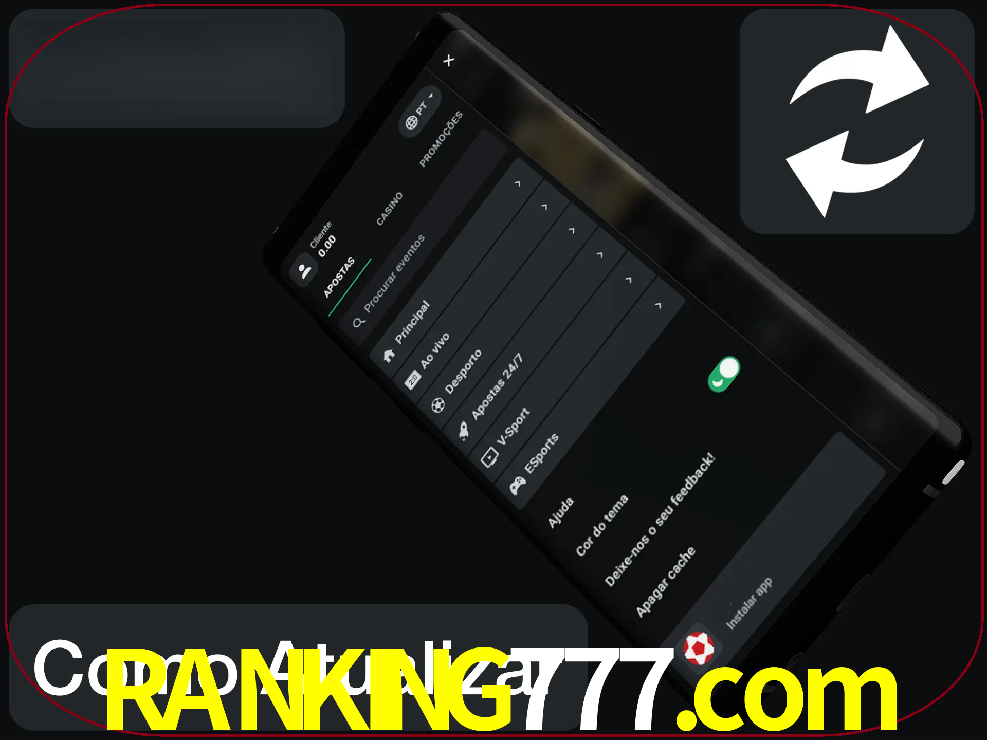 O aplicativo é atualizado automaticamente quando você faz o login.
