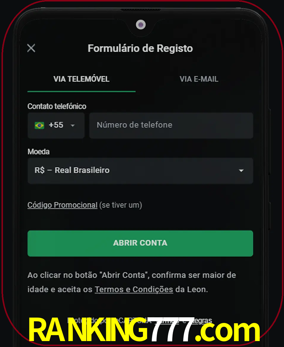 Abra o aplicativo e inicie o processo de registro.